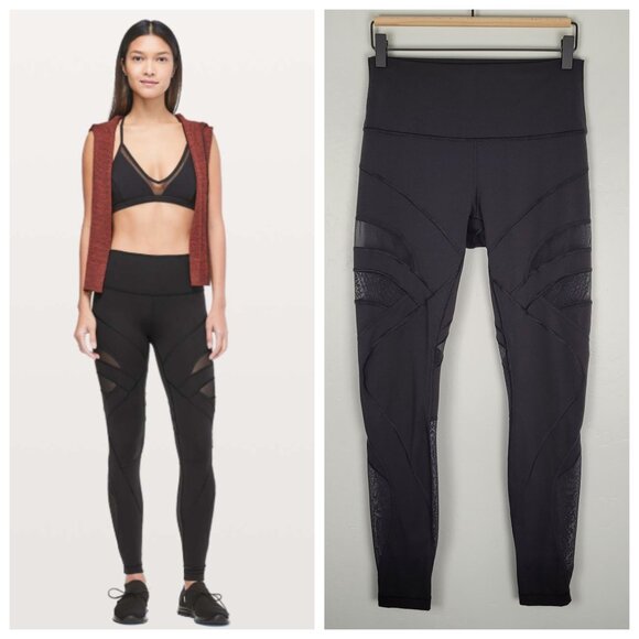 Lululemon Wunder Under High Rise Tight Mesh 28" Luxtreme Black Size 8 - Picture 1 of 12